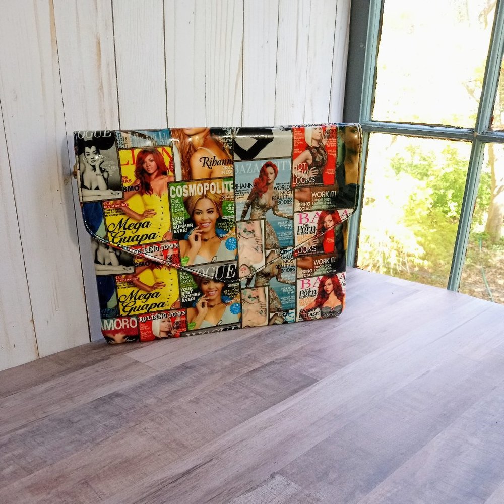 Magazine Print Envelope Clutch Bag Purse Handbag Similar to Olivia Miller